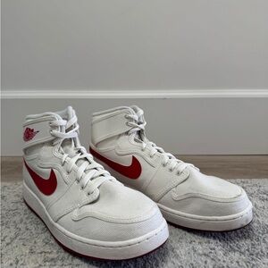 White AJKO Nike Air Jordan High Top Canvas Sneaker size 10.5
